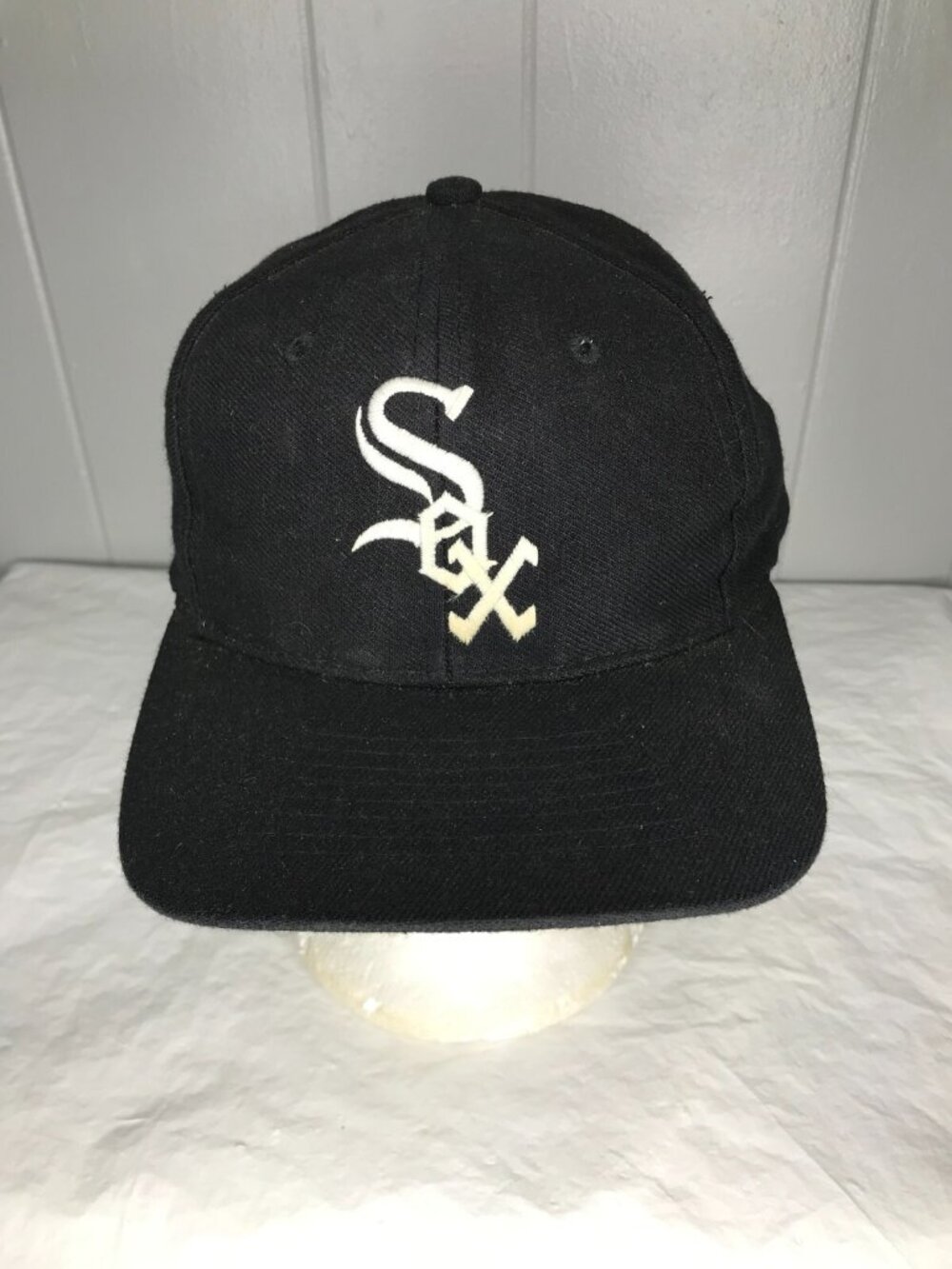 Vintage MLB Chicago White Sox Plain Logo Wool Replica Snapback Hat Cap
